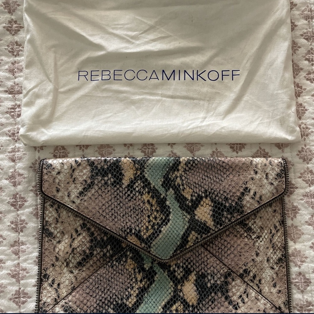 Rebecca Minkoff faux snakeskin clutch